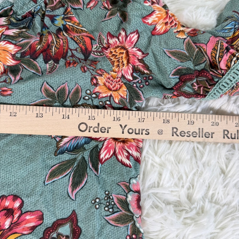 FARM Rio Anthropologie Paola Floral Peasant V Neck Blouse Top XS Boho Chic - Picture 6 of 12